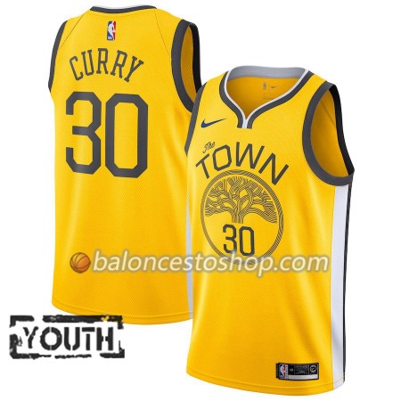 Camiseta Niños NBA Golden State Warriors Stephen Curry 30 2018-19 Nike Amarillo Swingman